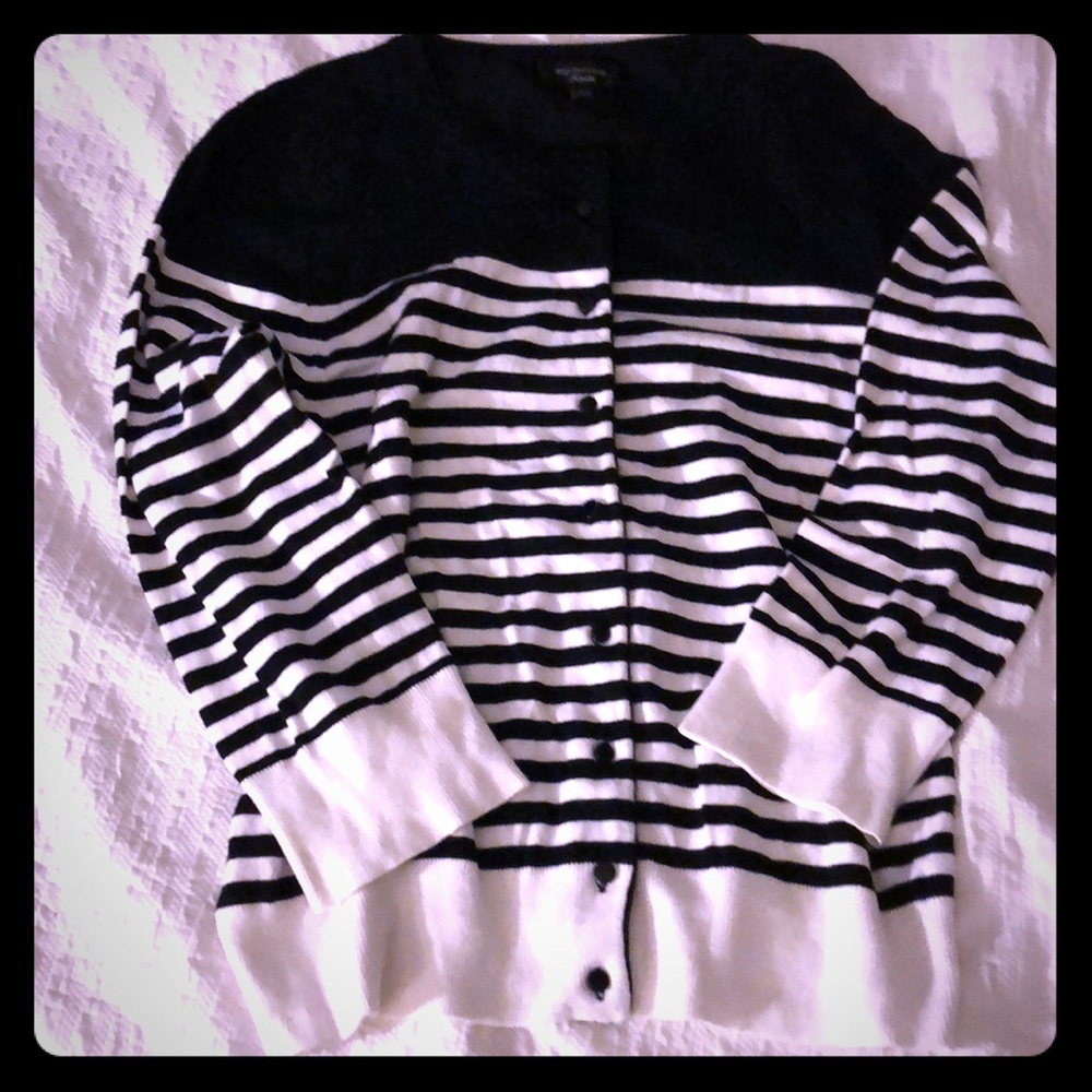 Black and white striped cardigan